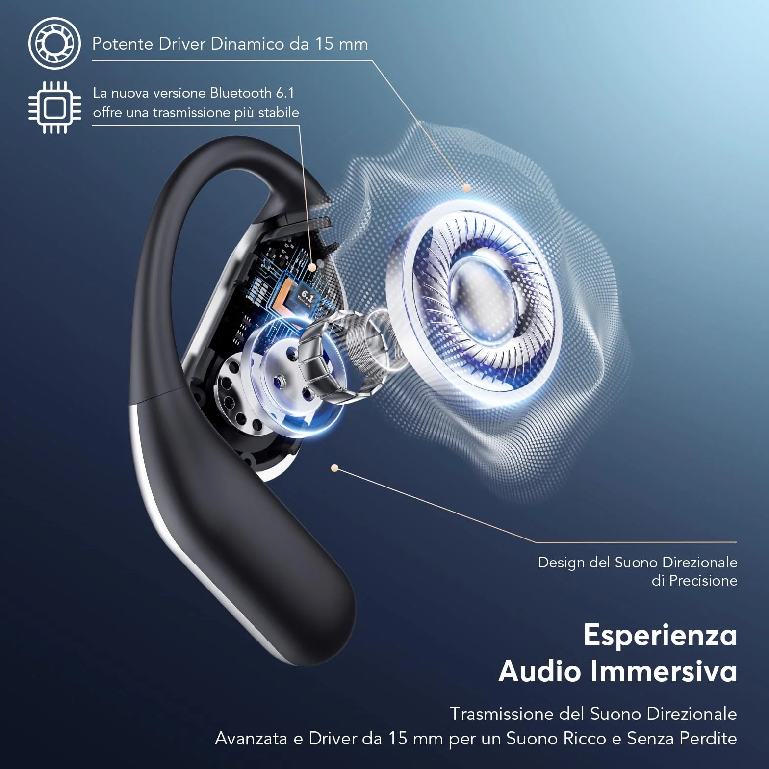Paekole AI Cuffie Traduzione Simultanea, 2026 Auricolari Bluetooth 6.1 Wireless, 4 in1 Cuffie Traduzione Bluetooth 60 ore con ENC, 198 Lingue Auricolari Traduttori Istantanei Vocali Gratuite
