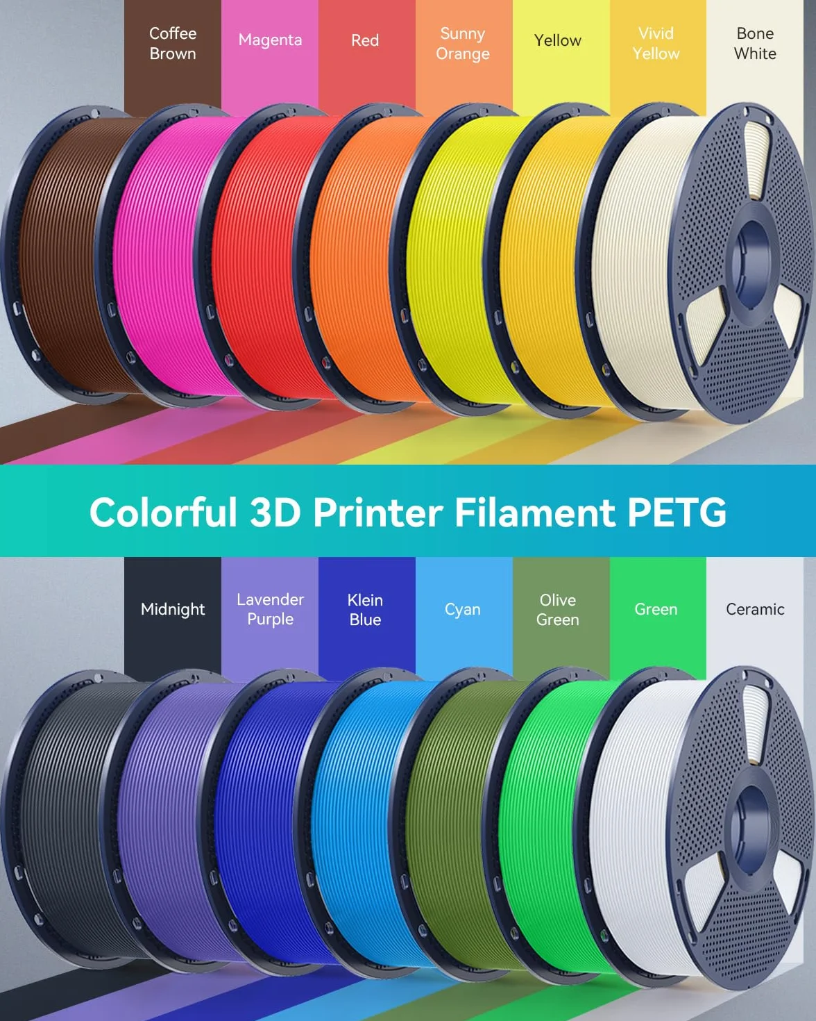 SUNLU PETG Filamento 1,75 mm 1 kg Bobina Nero per Stampante 3D