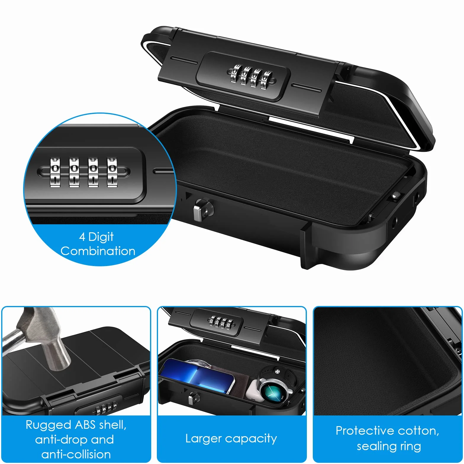 Brifit Cassaforte Portatile con Codice Numerico, Noir