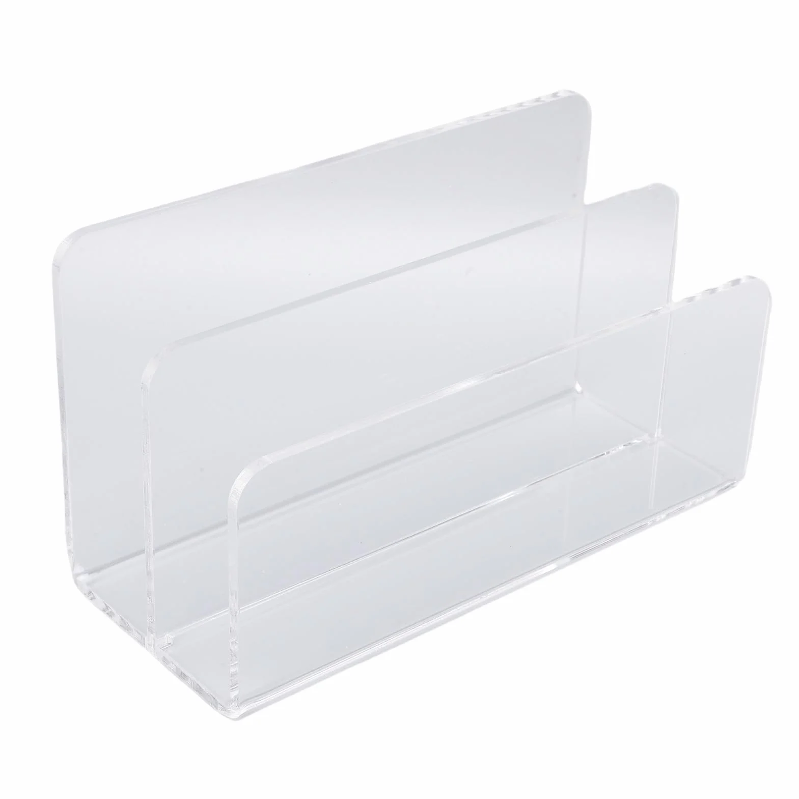 Raccoglitore posta acrilico trasparente 2 scomparti per scrivania, base antiscivolo 17,5x7,5x9,5 cm