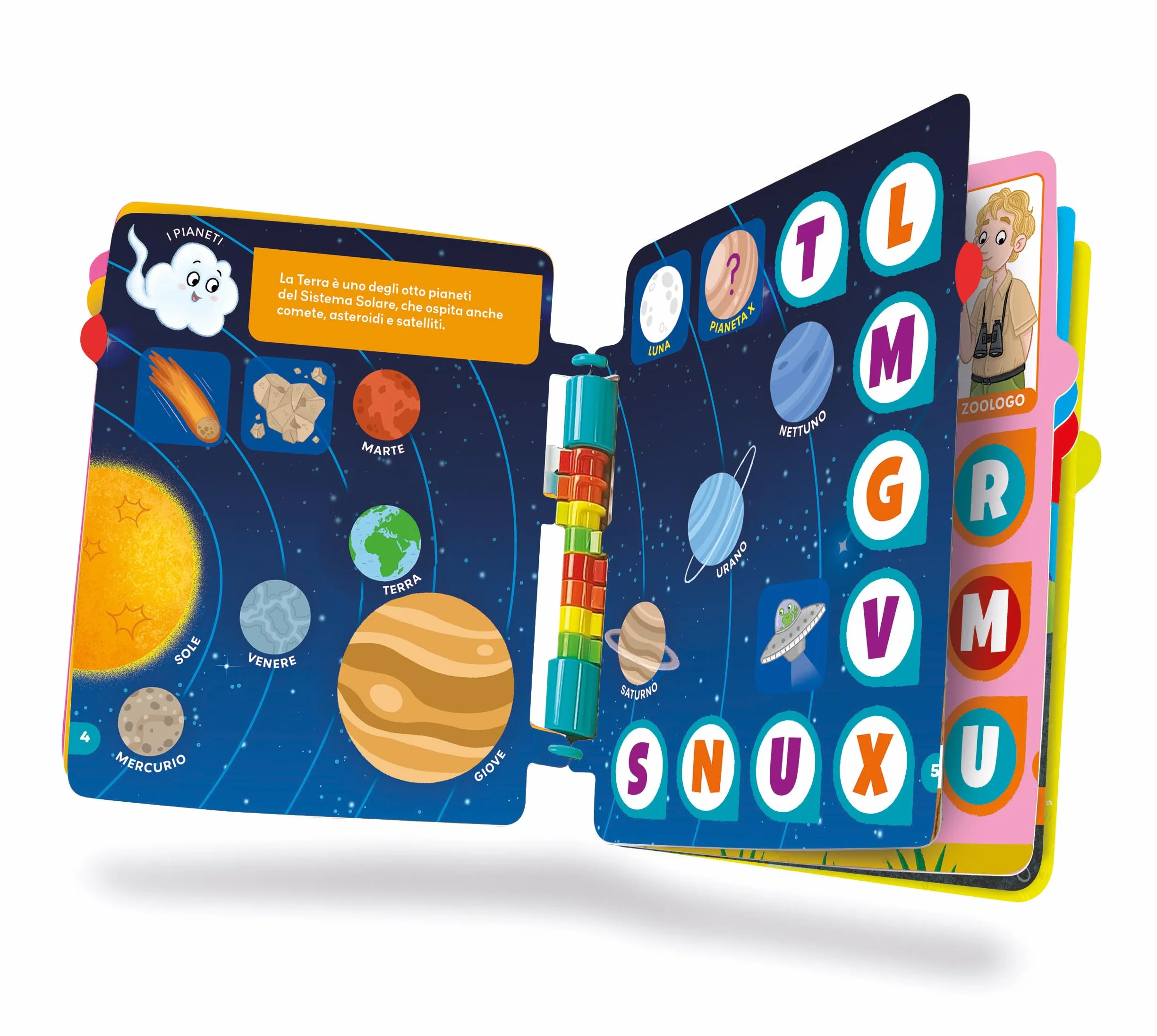 Clementoni Sapientino Girapagina L'Alfabeto del Pianeta Terra Libro Educativo Interattivo per Bambini 4 Anni