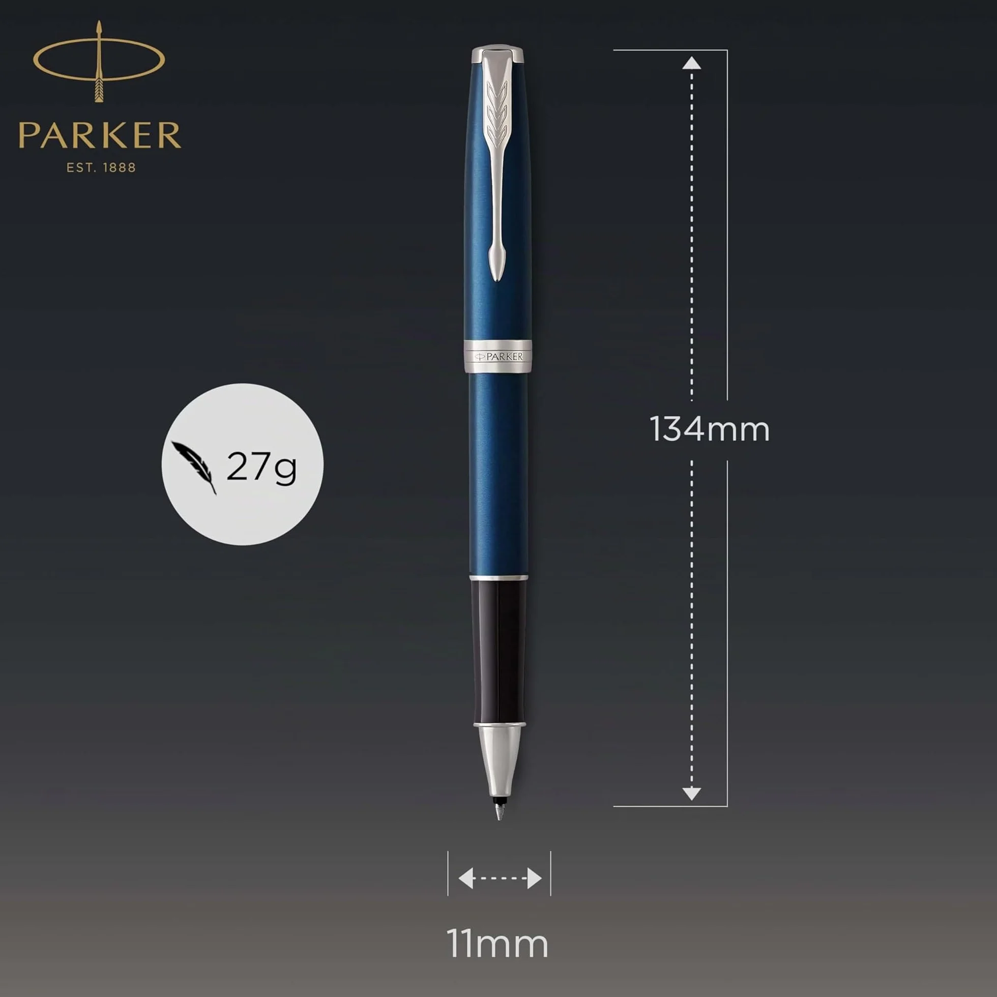Parker Sonnet penna roller | laccatura di colore blu con finiture in palladio | pennino sottile | Confezione regalo