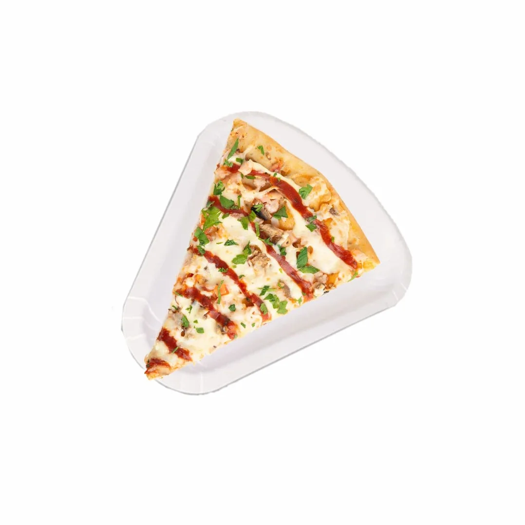 MAQA Piatti pizza triangolari 26.5x20 cm Piatto trancio di pizza in cartoncino bianco Vassoio in carta per alimenti asporto 1/8 pizza