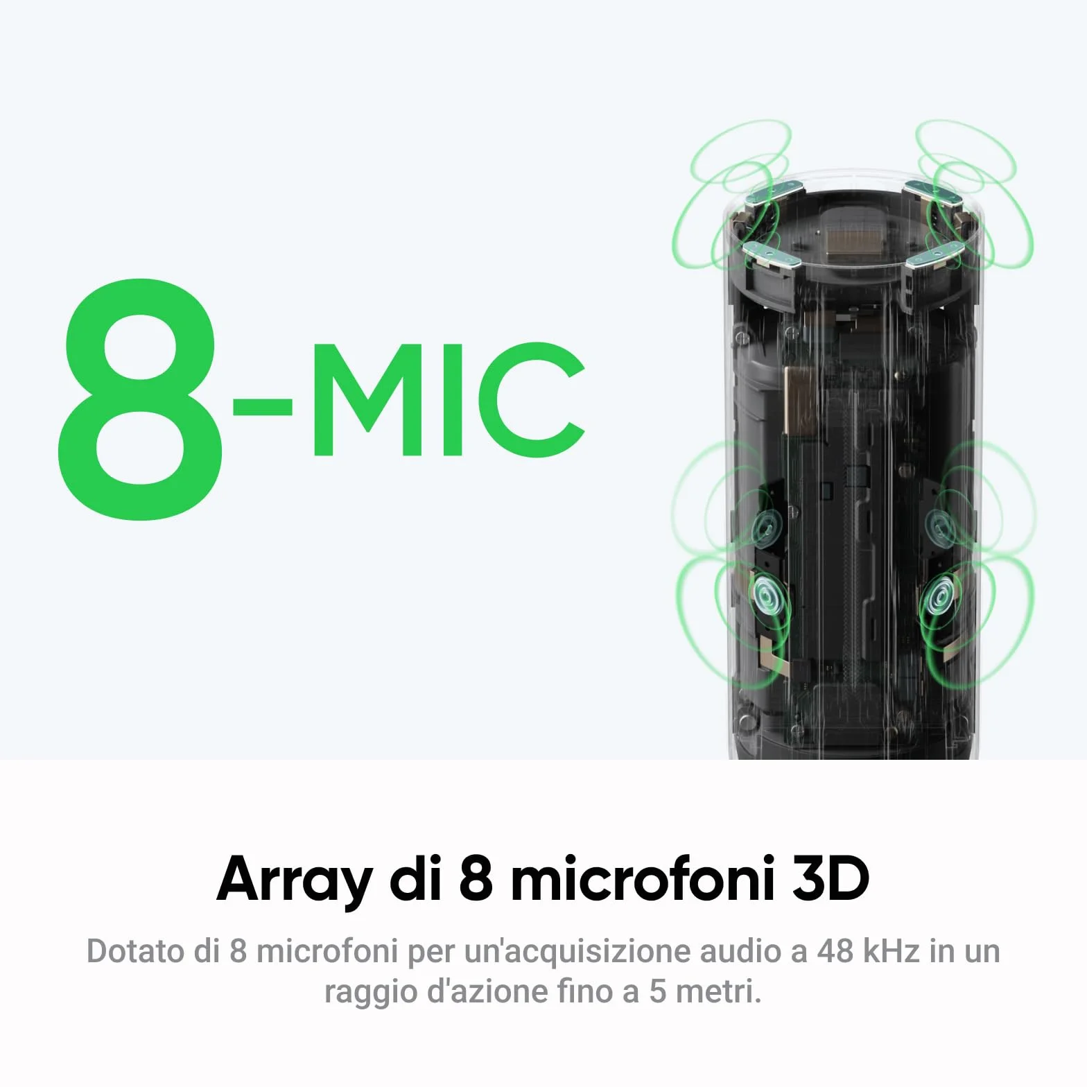 Insta360 Wave Nero grafite: Vivavoce IA, Bluetooth, Registratore vocale, 8 microfoni con Cancellazione del Rumore e Beamforming, Certificazione Zoom, Trascrizione e Riepiloghi IA in 99 Lingue, 32 GB