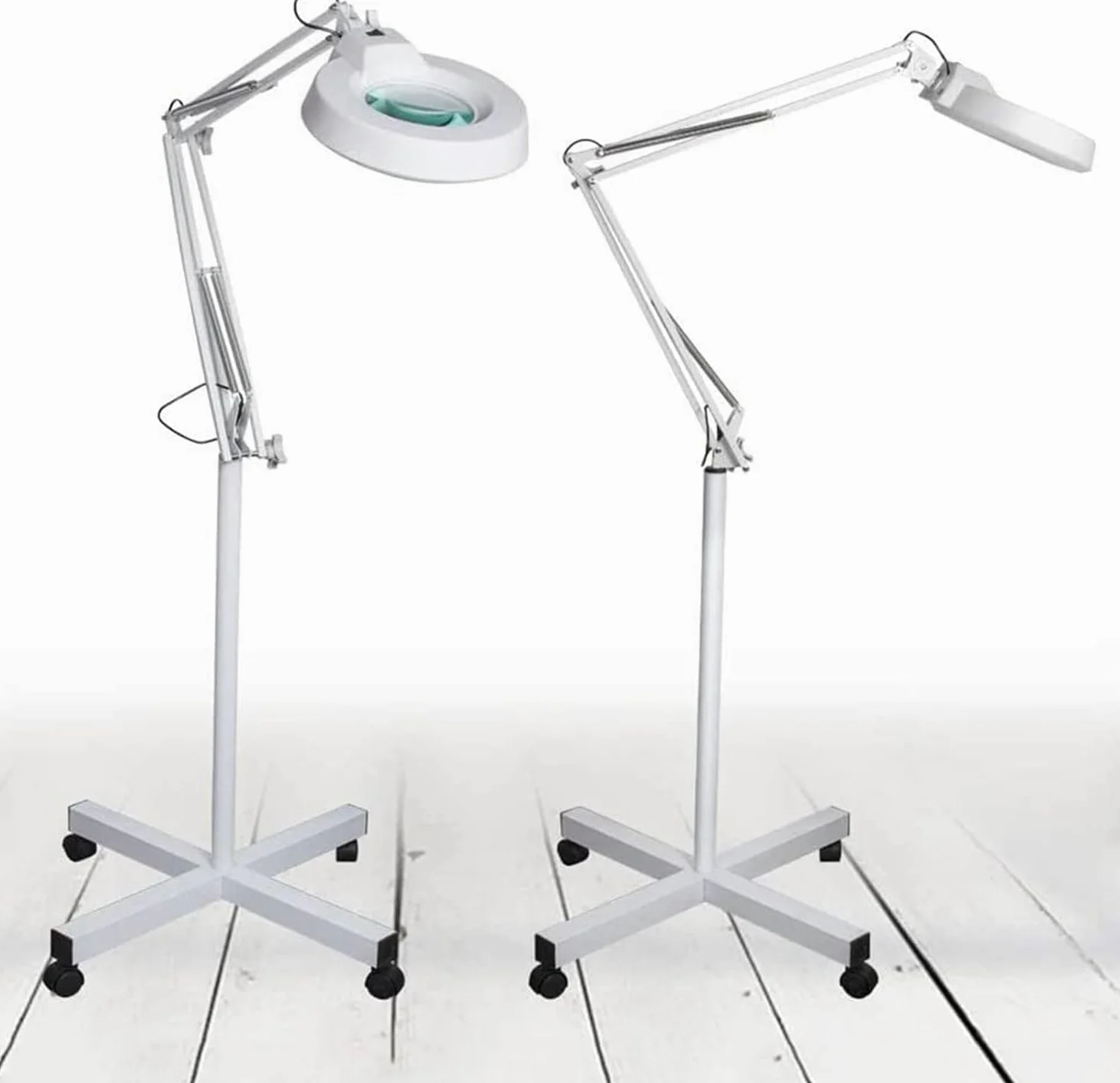 Lampada da Terra con Lente d;ingrandimento, Luce LED, Design Pieghevole e Ruote girevoli per lavori di Bellezza e Dettagli Professionali