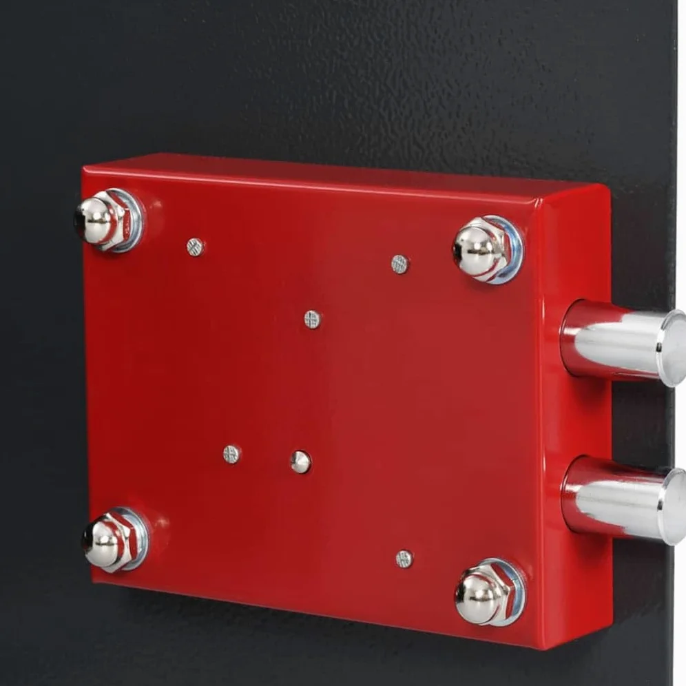 Cassetta di sicurezza in acciaio grigio scuro con serratura, 35 x 25 x 25 cm, per home office, armadietto di protezione con ancoraggio a terra, cassetta portadocumenti, cassetta portachiavi