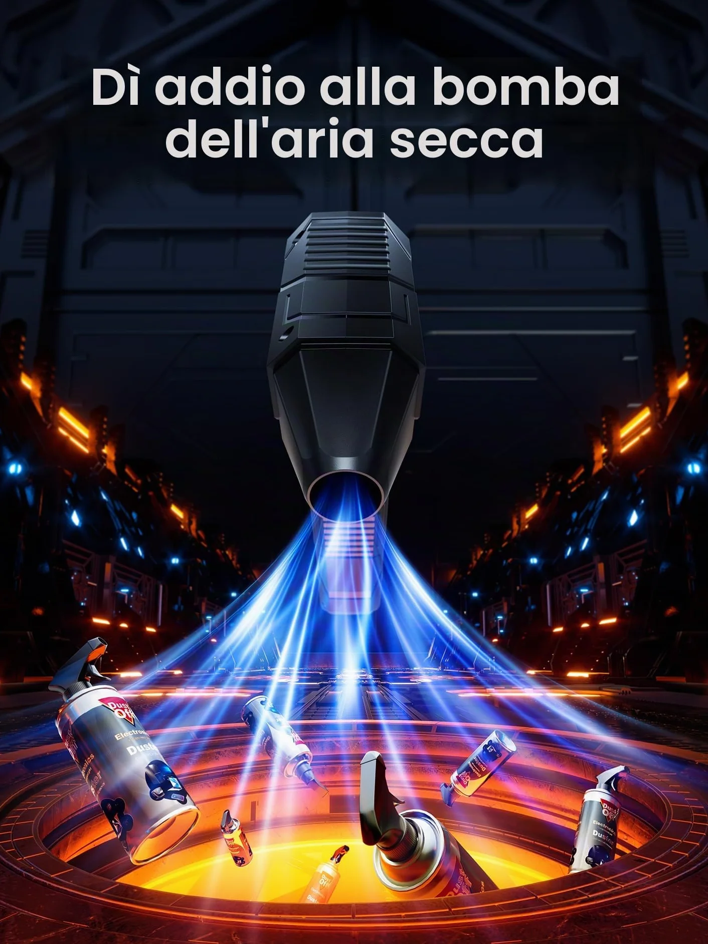 Aria Compressa Elettrico, 180000 RPM Aria Compressa Spray con Batteria da 6000 mAh, kit di Pulizia Della Tastiera a 3 Velocità, Potente Kit Pulizia PC, Divano, Tastiera, Auto