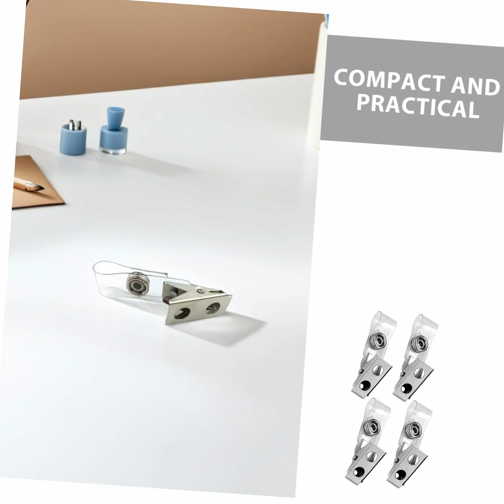 Angoily 250pezzi Porta Tessera Badge Doppio Foro con Laccetti in Pvc Trasparente Clip per Badge Identificativi Compatibili con Vari Cordini Resistente Agli Strappi e Strutturato in Metallo