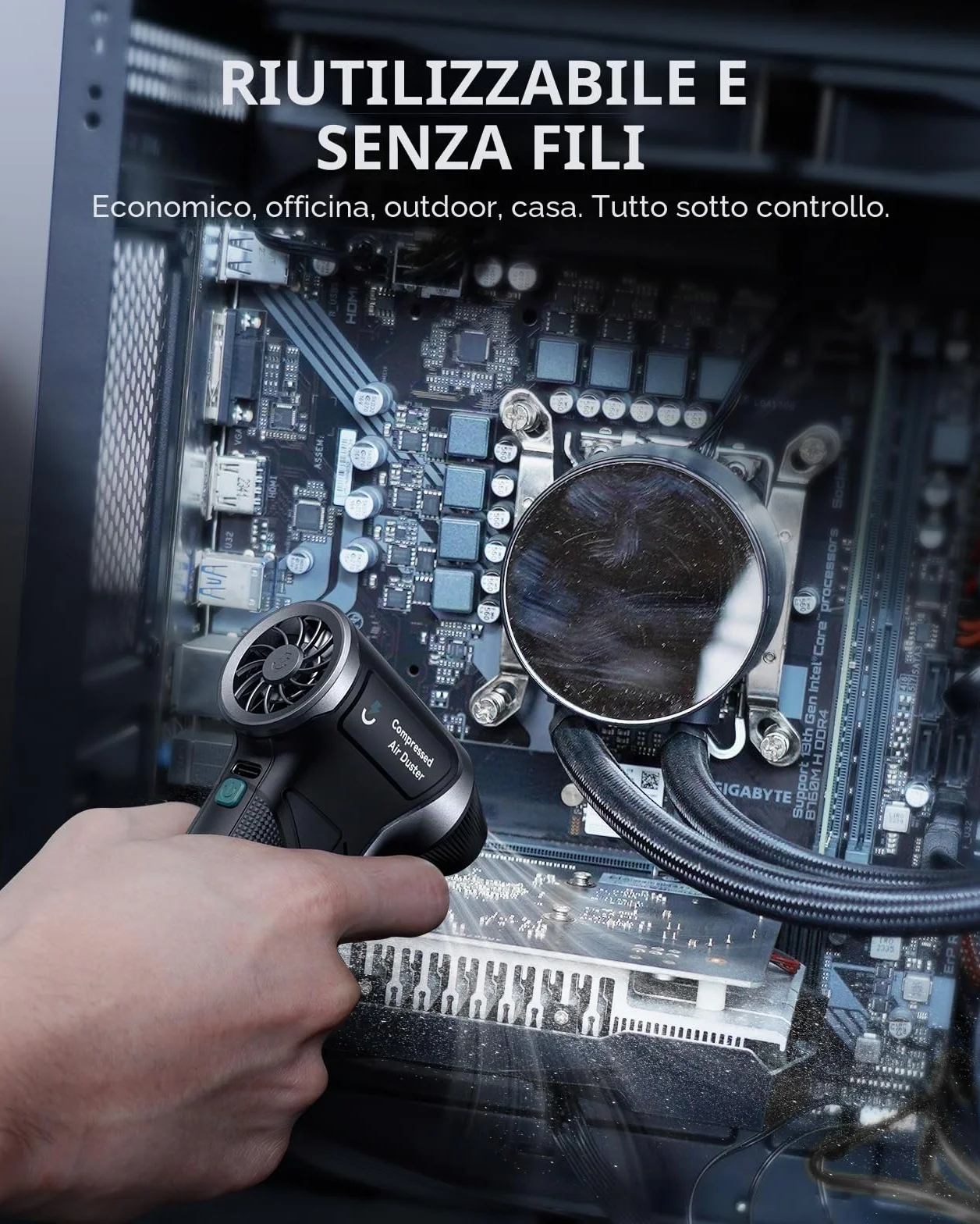 T150 Soffiatore d'aria wireless ad alta velocità, 110.000 RPM, potente ad aria compressa con 3 livelli – Soffiatore/aspiratore a batteria per PC, auto, casa ed esterni