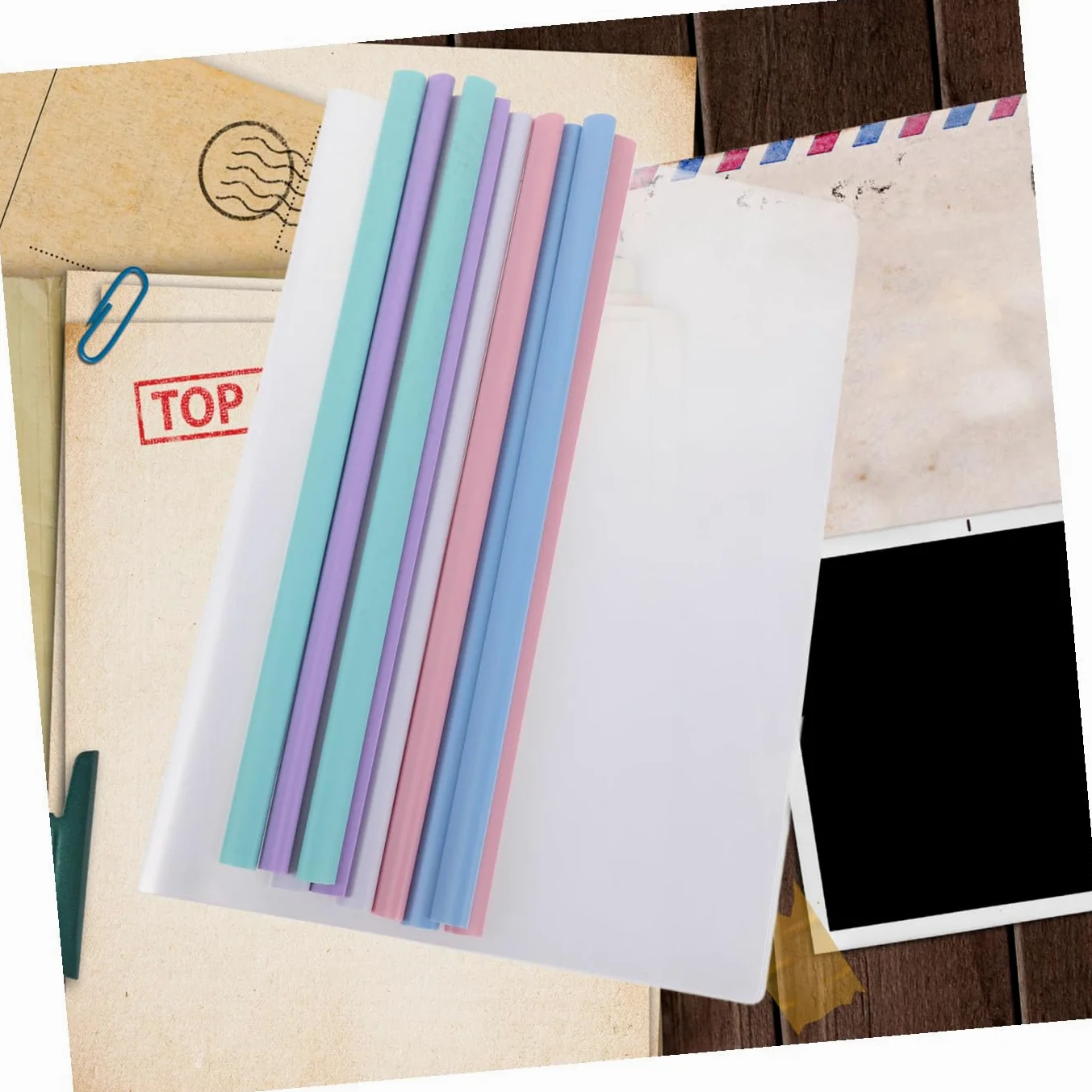 Cartelline Portadocumenti A4 50 Pezzi in Plastica Trasparente | Facile Classificazione, Superficie Anti-splashing, per Imprese e Scuole Colore Casuale