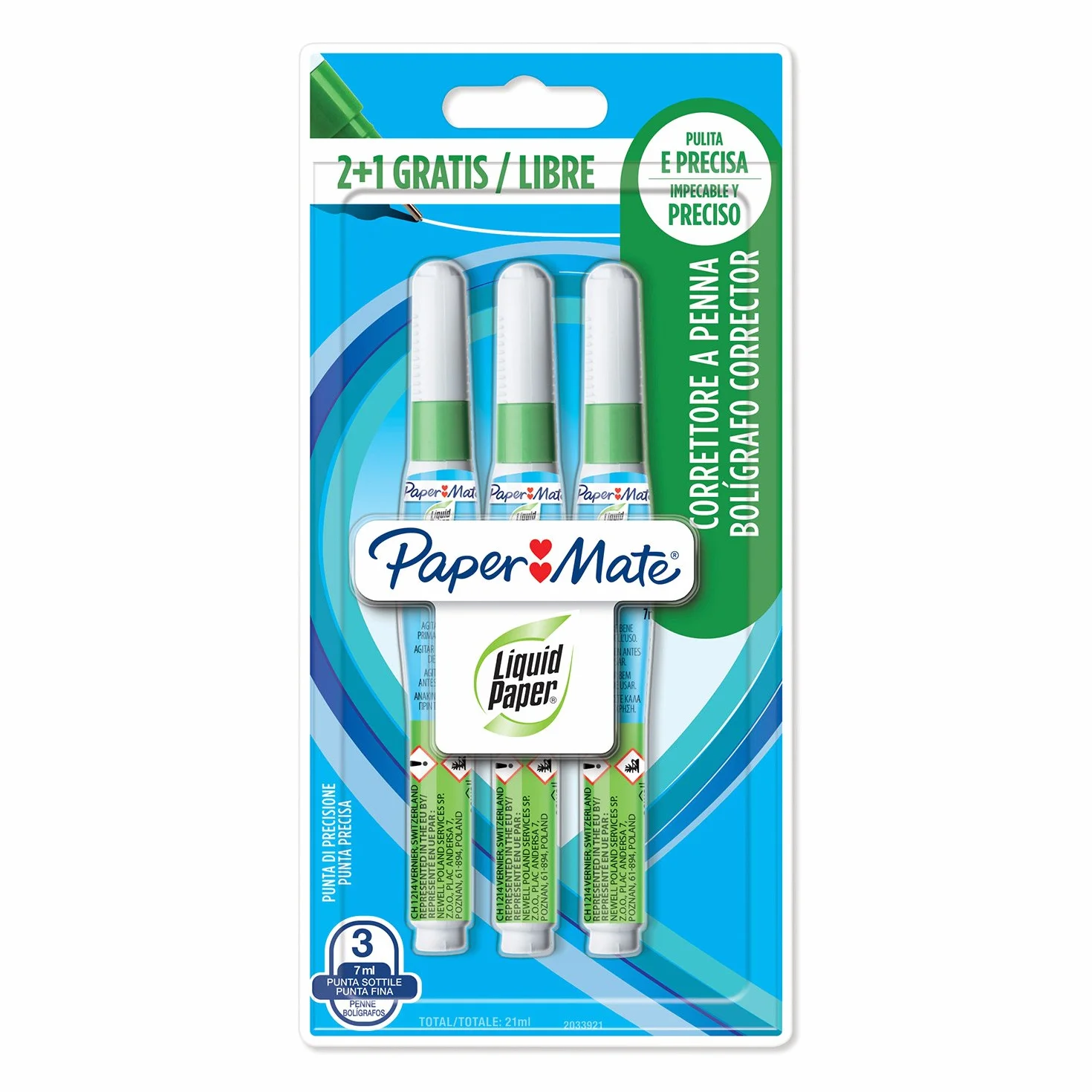 Paper Mate Liquid Paper NP10 Micro Correttore a Penna 22 ml Confezione da 2+1