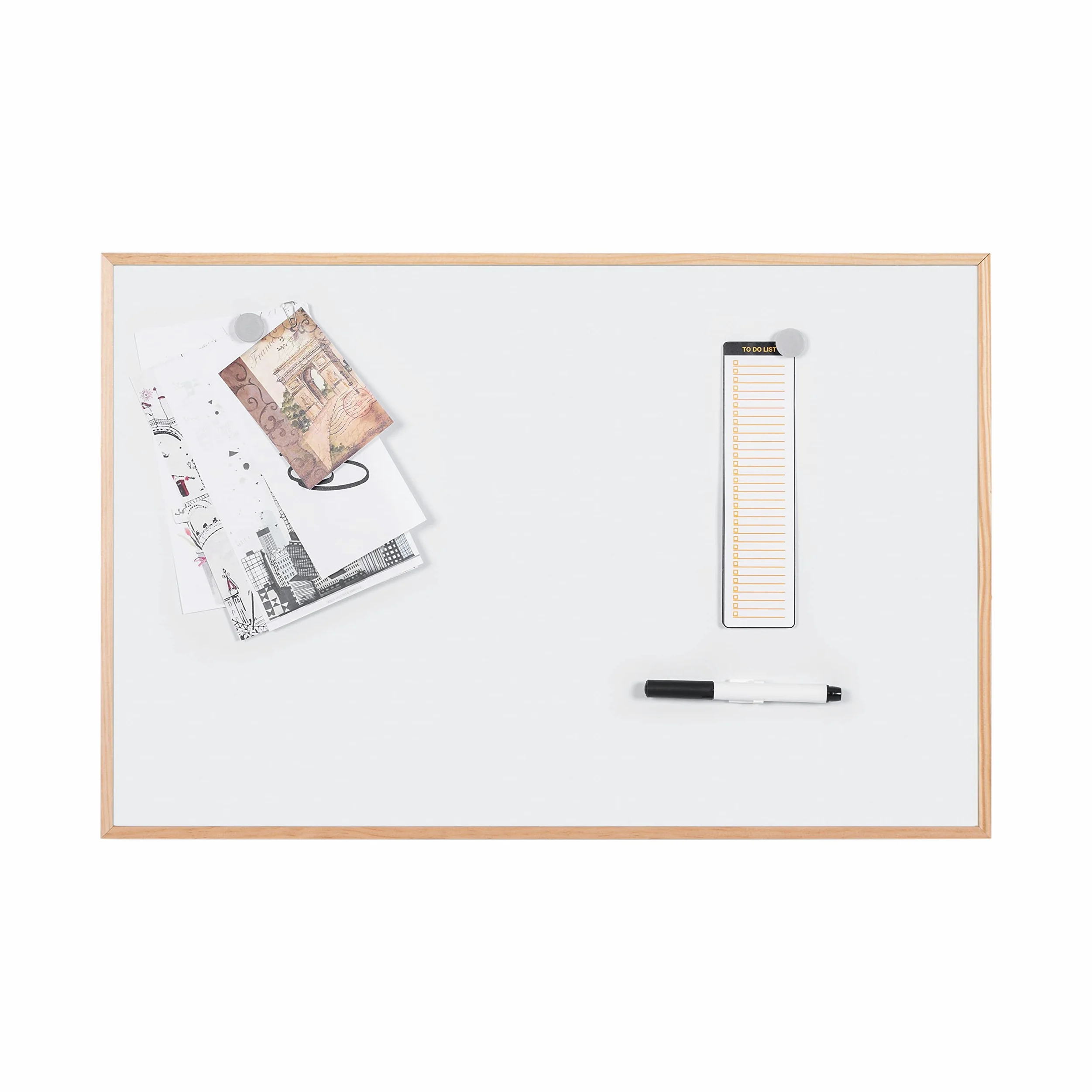 Bi-Office Earth New Basic Lavagna Magnetica, 90x60cm, Superficie in Acciaio Laccato, Cornice in Pino PEFC