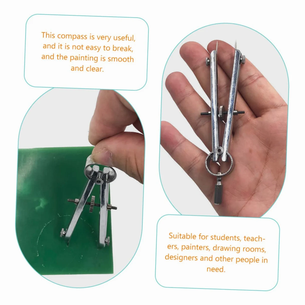 Operitacx 4 Pz Bussole attrezzo compasso a matita bussola per disegnare metrico cerchiometro cerchiografo circle compasso da disegno forniture per ufficio Acciaio inossidabile Silver