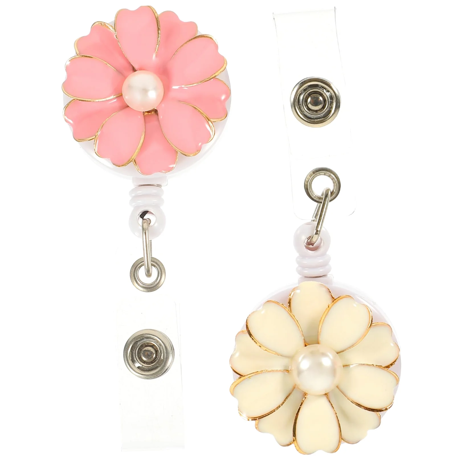 Operitacx 10pezzi Portanomi Retrattile Con Clip Porta Badge Elegante Per e Uffici Design Fiore Perla e Perla Accessorio Pratico Per Tessere Id