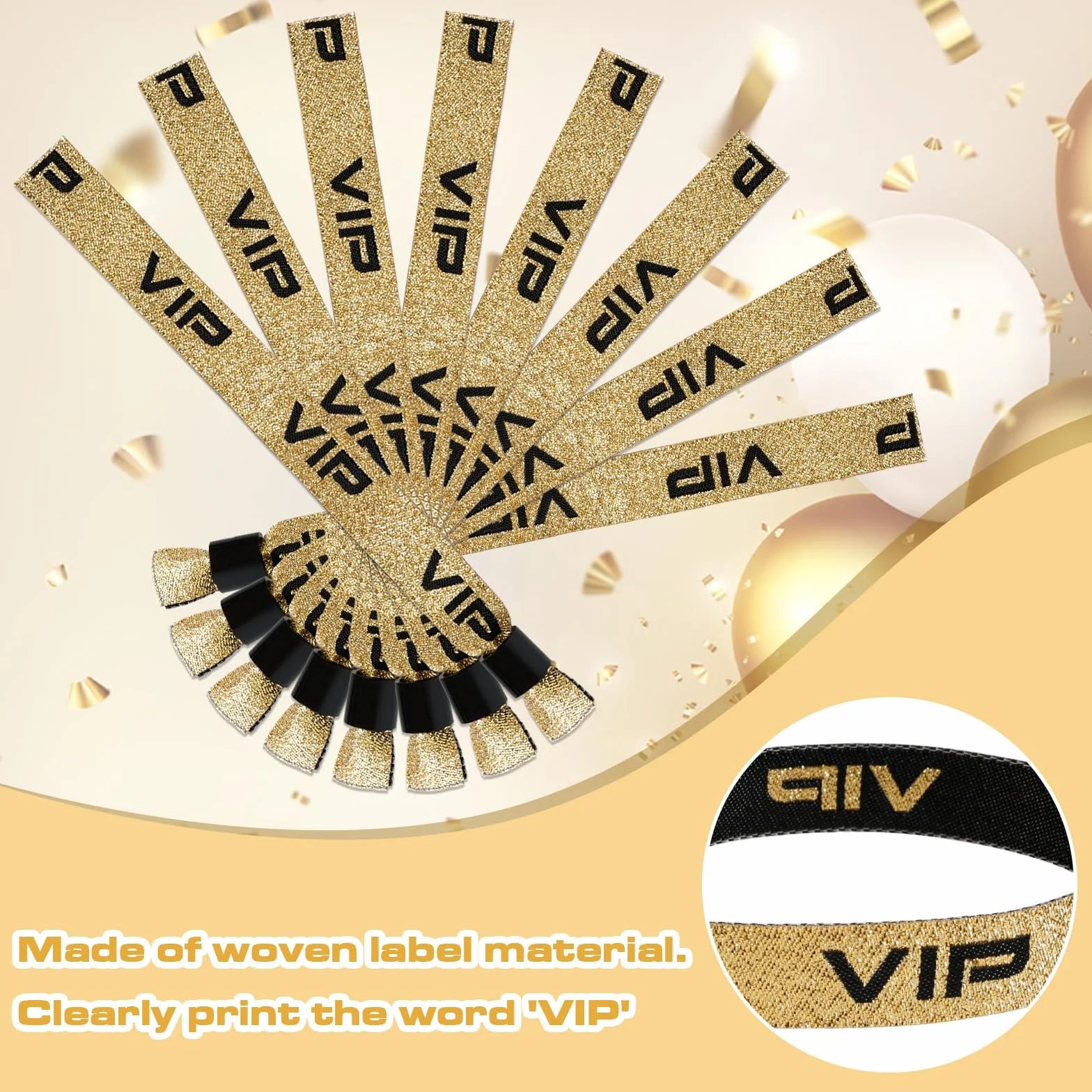 Braccialetti Eventi VIP Oro Nero 60 Pezzi per Matrimonio Concerto Bar Compleanno