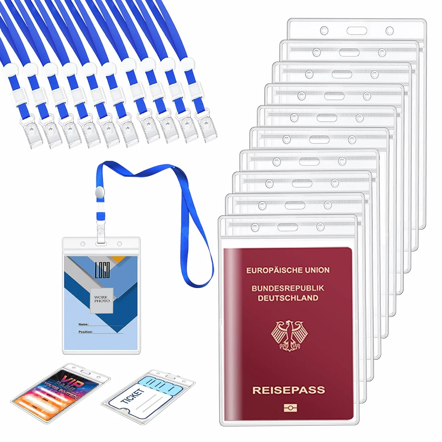 Porta Badges A6 Trasparente Plastica 11x16cm 10 pz Impermeabile PVC Grande Misura