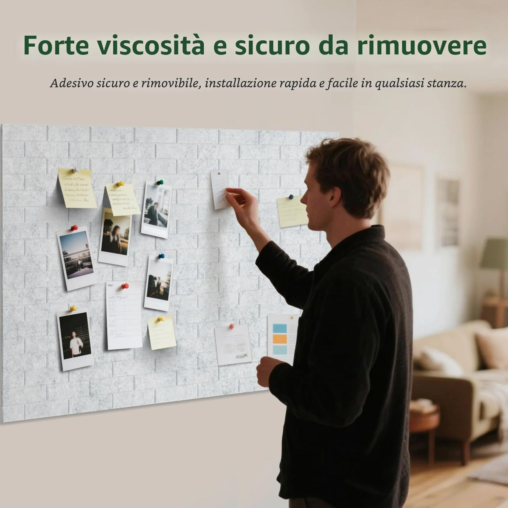 12 lavagne in feltro, autoadesive, 30 x 30 cm, con 30 spille, per appendere foto, bacheca per la casa e l'ufficio, colore grigio chiaro