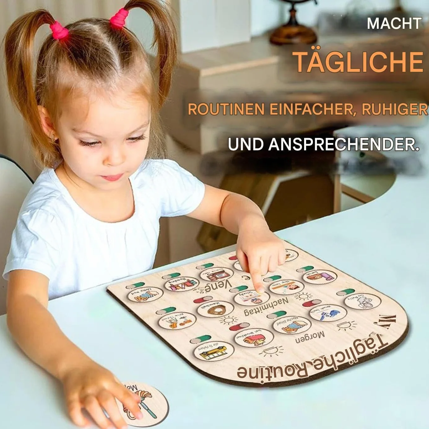 Tavola di routine per bambini – Planner giornaliero in legno, routine mattutina e serale | Board organizzativo educativo per bambini, bambini piccoli, scuola materna, scuola, casa, attività di