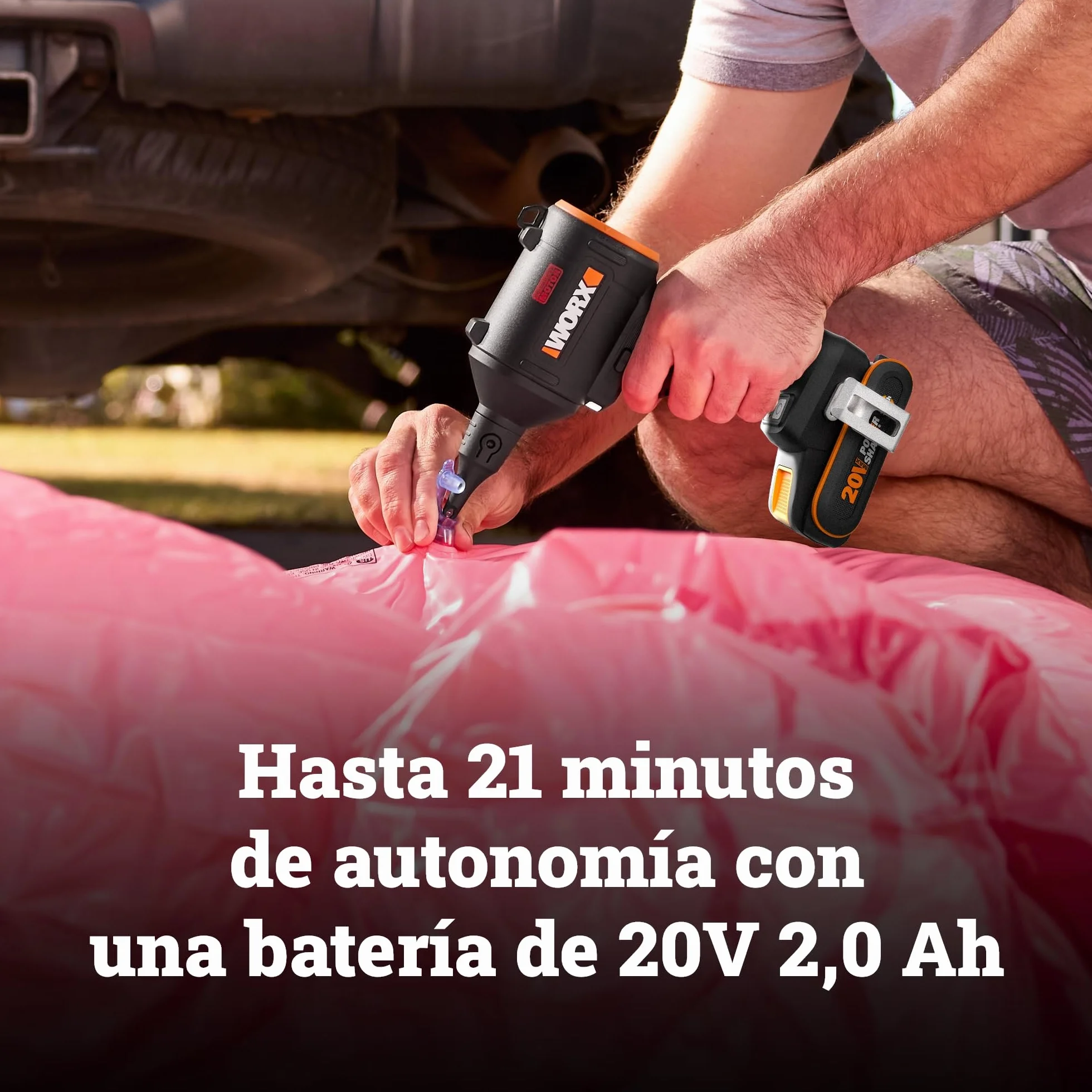 WORX Soffiatore di polvere senza fili 20V con motore brushless, spolveratore elettrico per la pulizia, gonfiatore per materassi, soffiatore ad aria compressa (WX099 con batteria e caricabatteria)