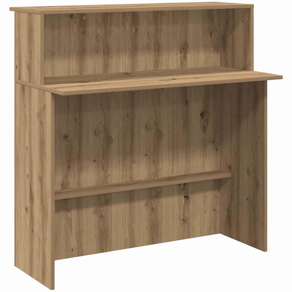 Bancone da ricevimento in rovere Artisan, 100 x 50 x 103,5 cm, con scaffale, bancone da ufficio, segretario, postazione di lavoro, versatile per ufficio, hall d'albergo, pratica, facile da