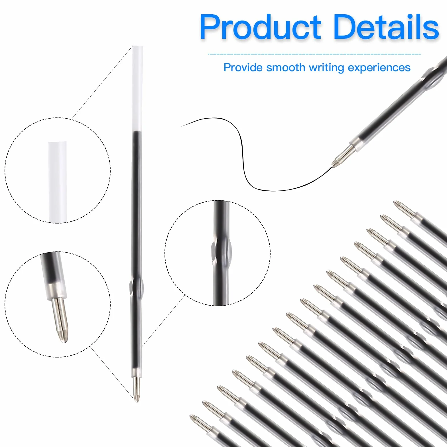 Set di refill penna a sfera 60 ricariche blu nero 1,0 mm 98 mm