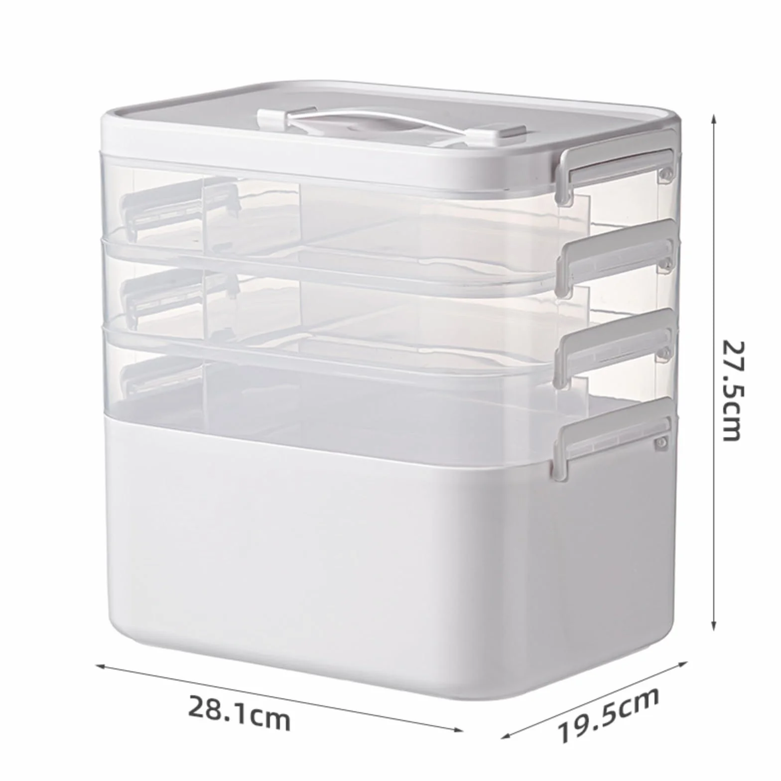 Generico Scatola per medicinali a più strati e grande capacità organizzatore di stoccaggio classificazione trasparente con maniglia portatile medica domestica robusta rinforzata