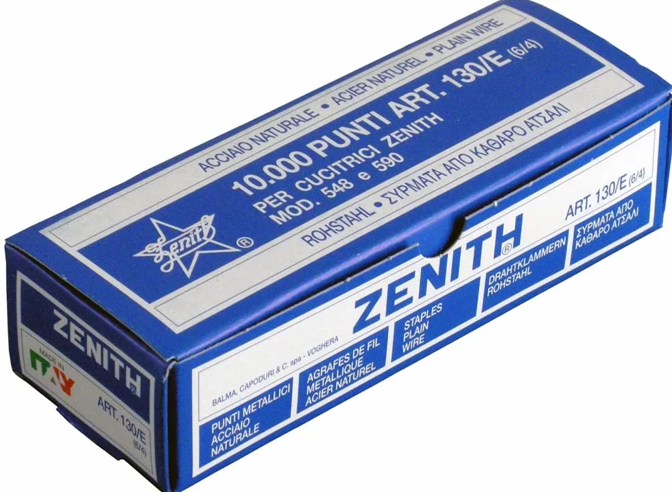 Zenith Punti Metallici Acciaio Naturale Art. 130/E (6/4) 1 Scatolina Da 10.000 Punti