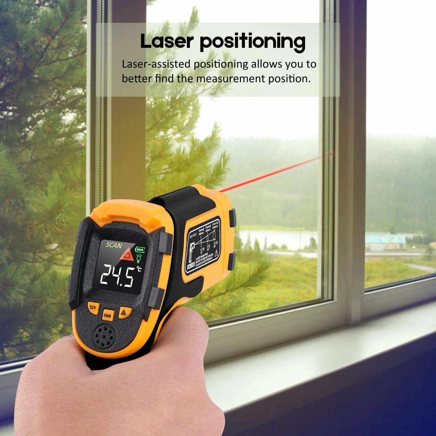 Termometro Infrarossi Digitale Laser Senza Contatto -58°F~1112°F (-50°C～600°C) Emissività Regolabile per Cottura BBQ Freezer con Sonda Carne