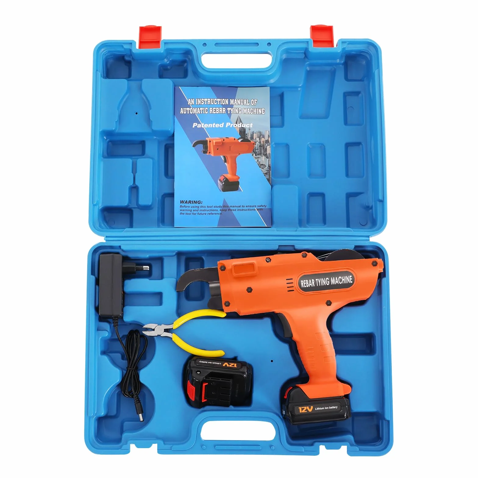 Rilegatrice elettrica da 12 V, per cemento armato, con 2 batterie al litio da 4500 mAh, connettore di rinforzo per 8-34 mm