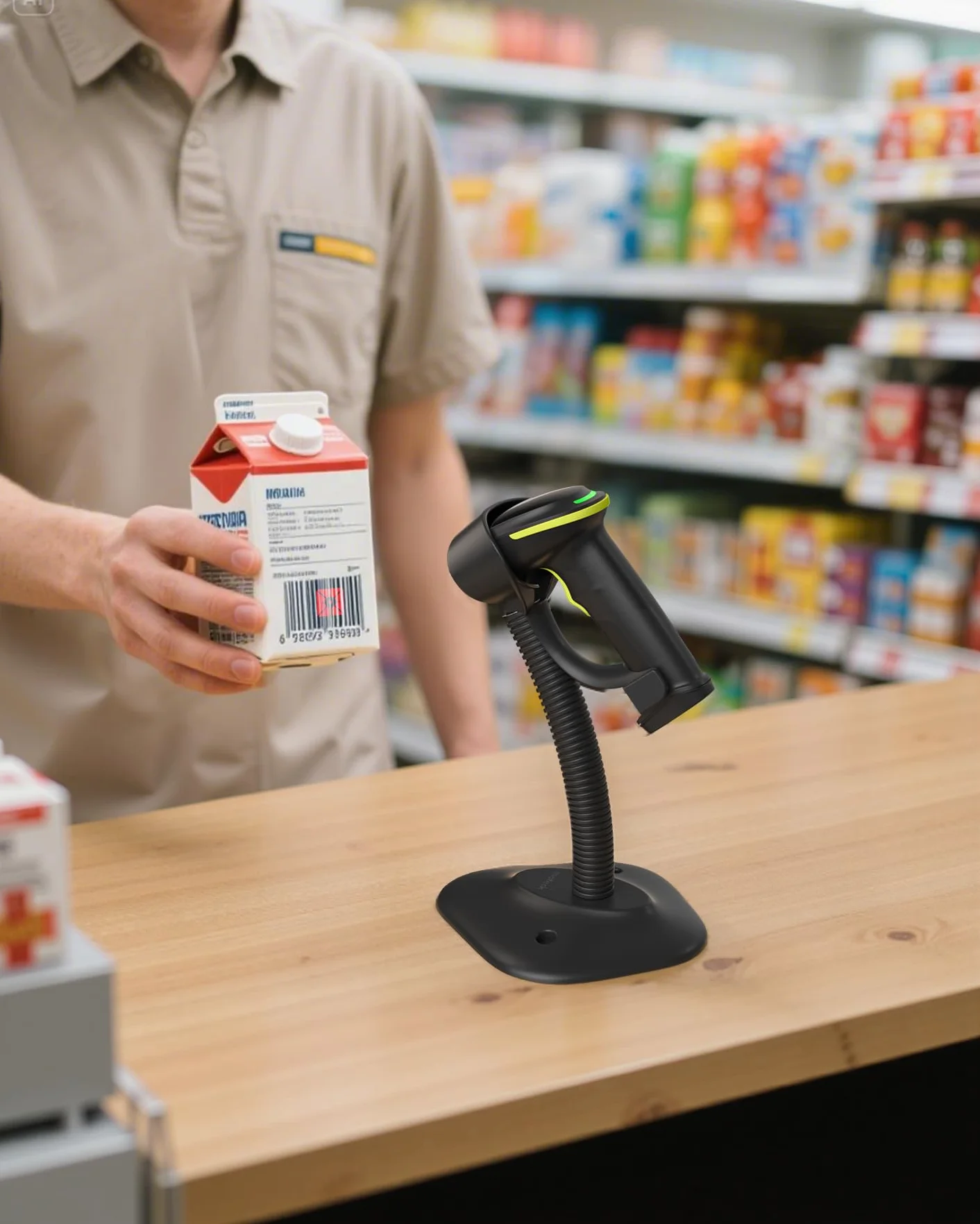 Inateck 2D Lettore Barcode Wireless con Supporto Intelligente, Lettore Codice a Barre Bluetooth, Barcode Scanner con App e SDK, Pistola Barcode con Batteria da 2600mAh, BCST-35