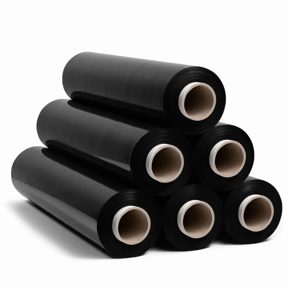 RAGO® Film estensibile imballaggio 2 pezzi 9,5 × 9,5 × 40 cm 300m Pellicola imballaggio trasloco nero Plastica per imballaggio Industriale e per Pallettizzazione 300 m