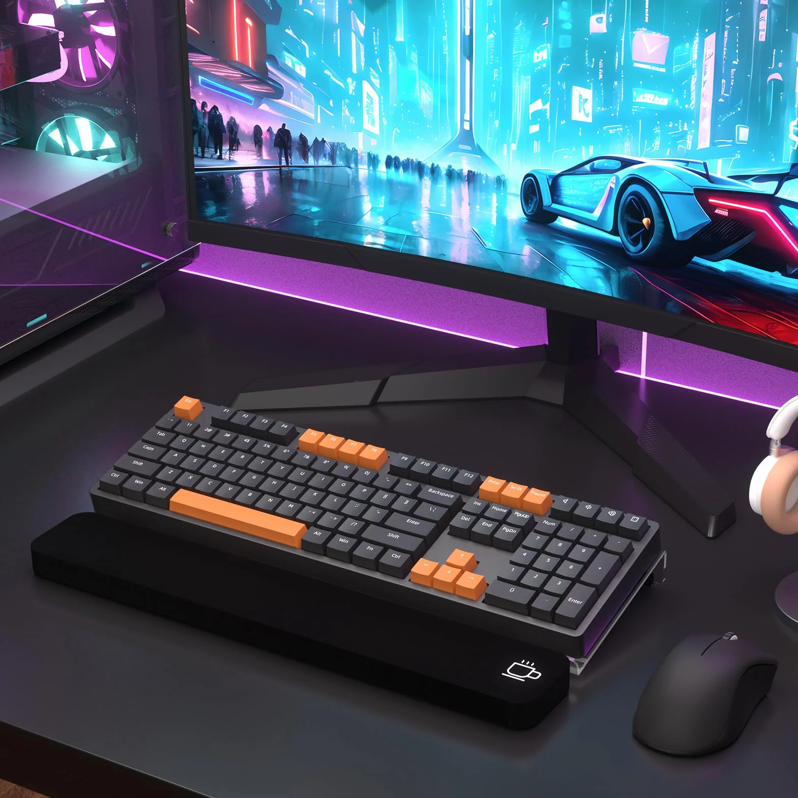 Supporto per Tastiera PC Acrilico Inclinato con Poggiapolsi Ergonomico Antiscivolo