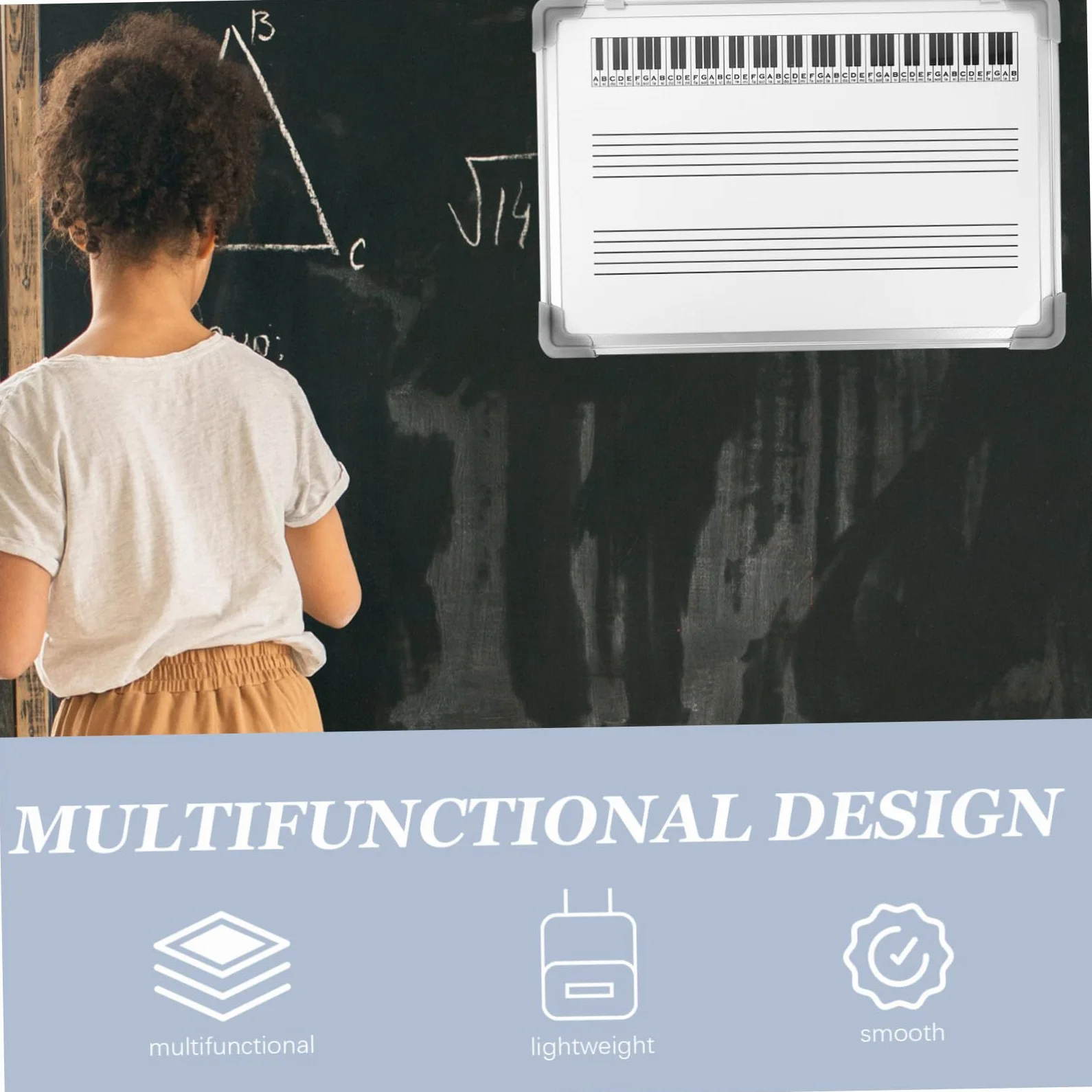 Veemoon Lavagna Musicale Staff Whiteboard in Metallo Verniciato 60X40Cm Doppia Superficie Cancellabile Resistente per Insegnamento Musicale a Scuola e Casa Supporto da Muro