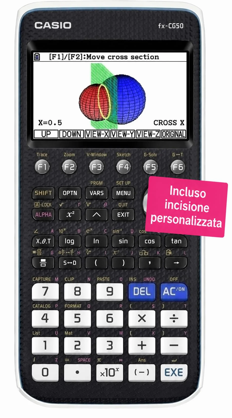 Casio FX-CG50 Calcolatrice Grafica con Incisione Personalizzata – Display a Colori Alta Risoluzione, Grafici 3D, Python – Ammessa alla Maturità – Liceo Scientifico