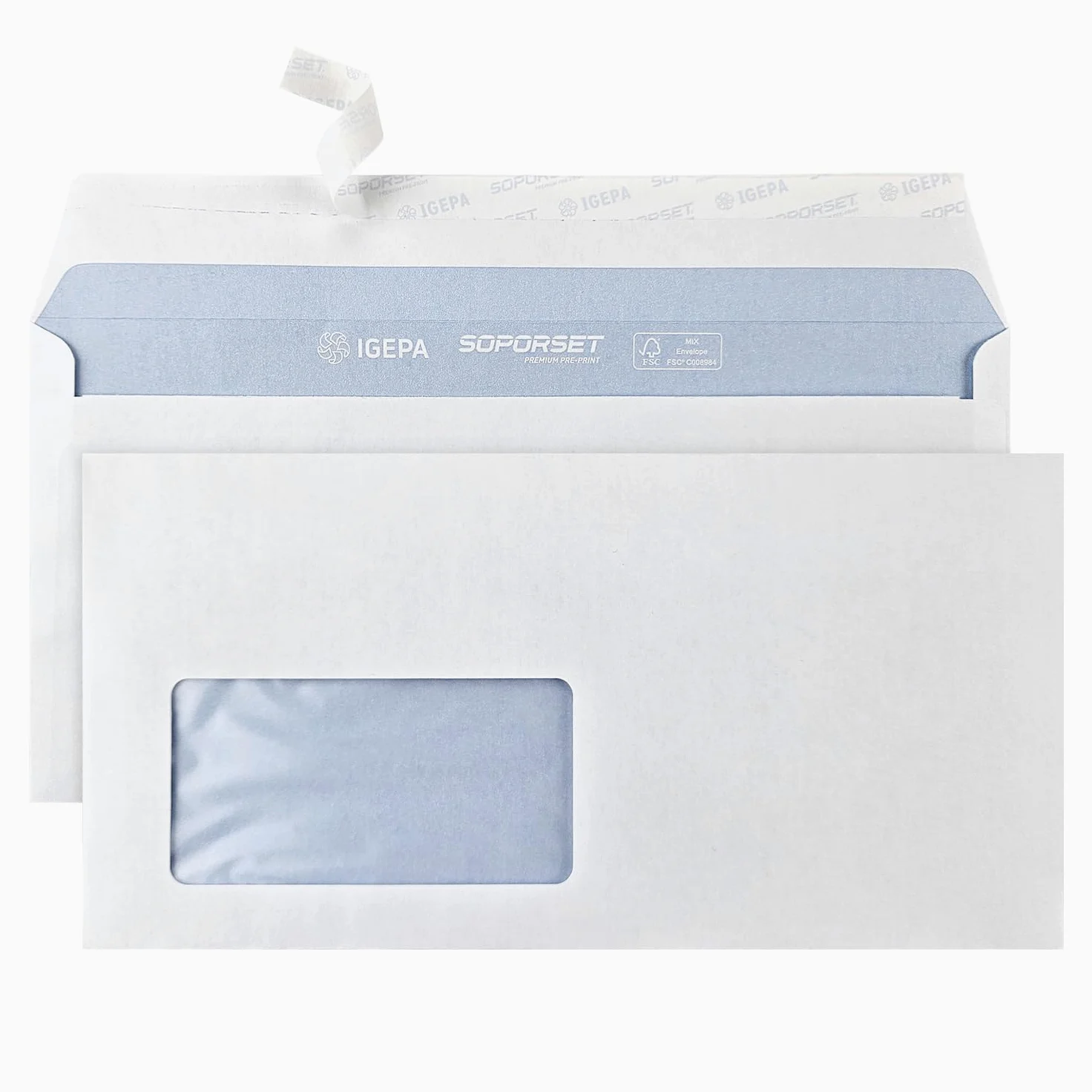 Netuno 1000 buste da lettera bianco con finestra a sinistra DL 110 x 220 mm buste commerciali lunghe americane taglio dritto con strip adesivo con stampa interna carta premium buste business bianche