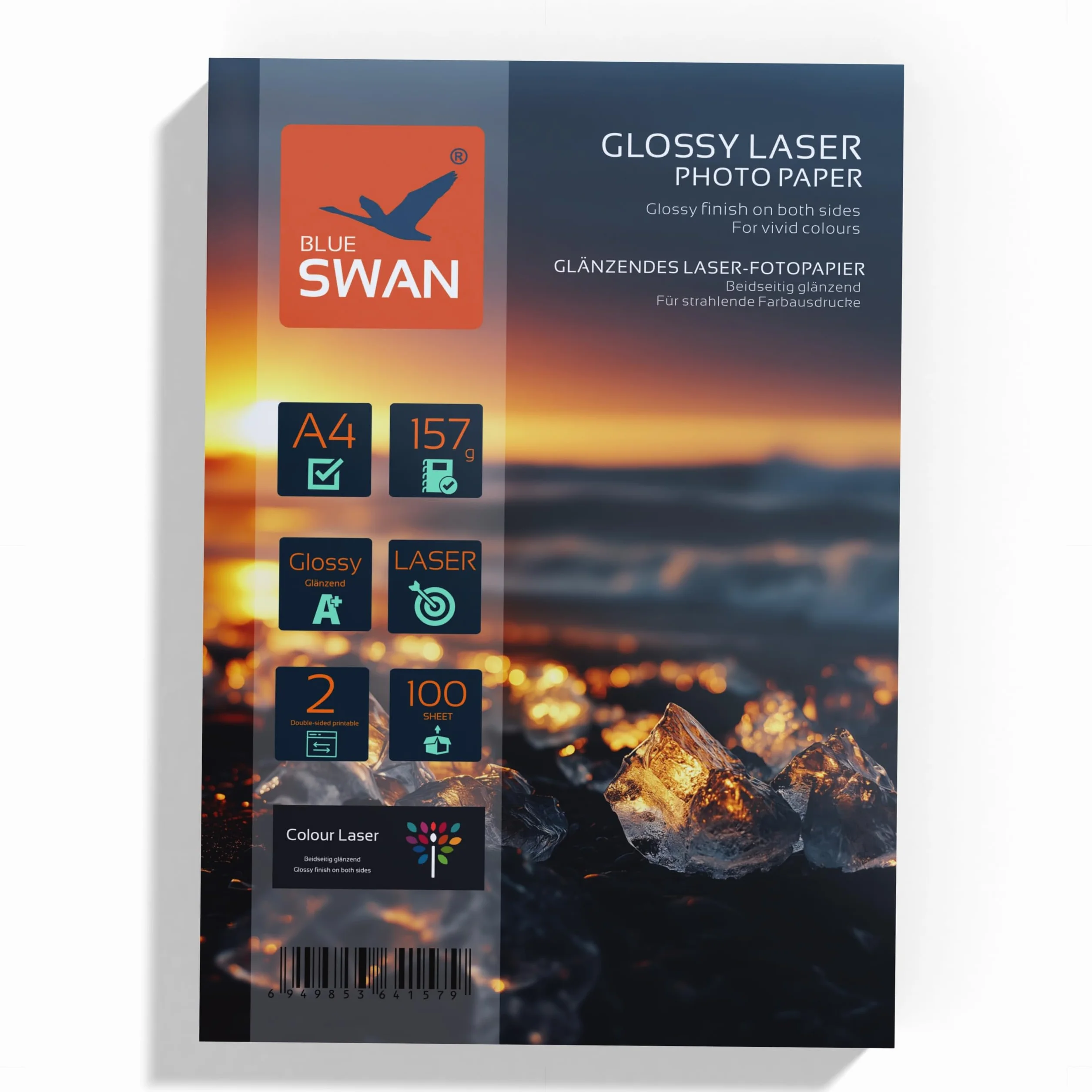 BLUE SWAN Carta Lucida A4 157 g/m² 100 Fogli per Stampanti Laser Doppio Lato Lucido