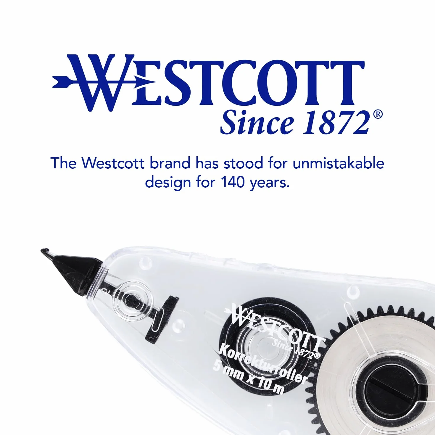 Westcott Rullo di correzione bianco 10 m x 5 mm preciso coprente scrivibile
