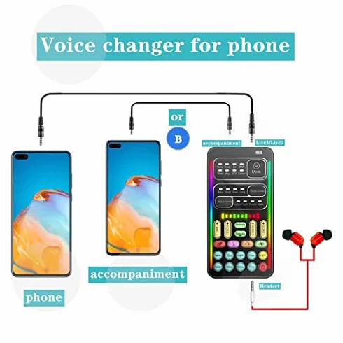 Cambia Voce Portatile, Travestimento Vocale Bluetooth Portatile con 8 Effetti Sonori, Luci a LED, Voce Regolabile, Modulatore Vocale per Giochi per PC