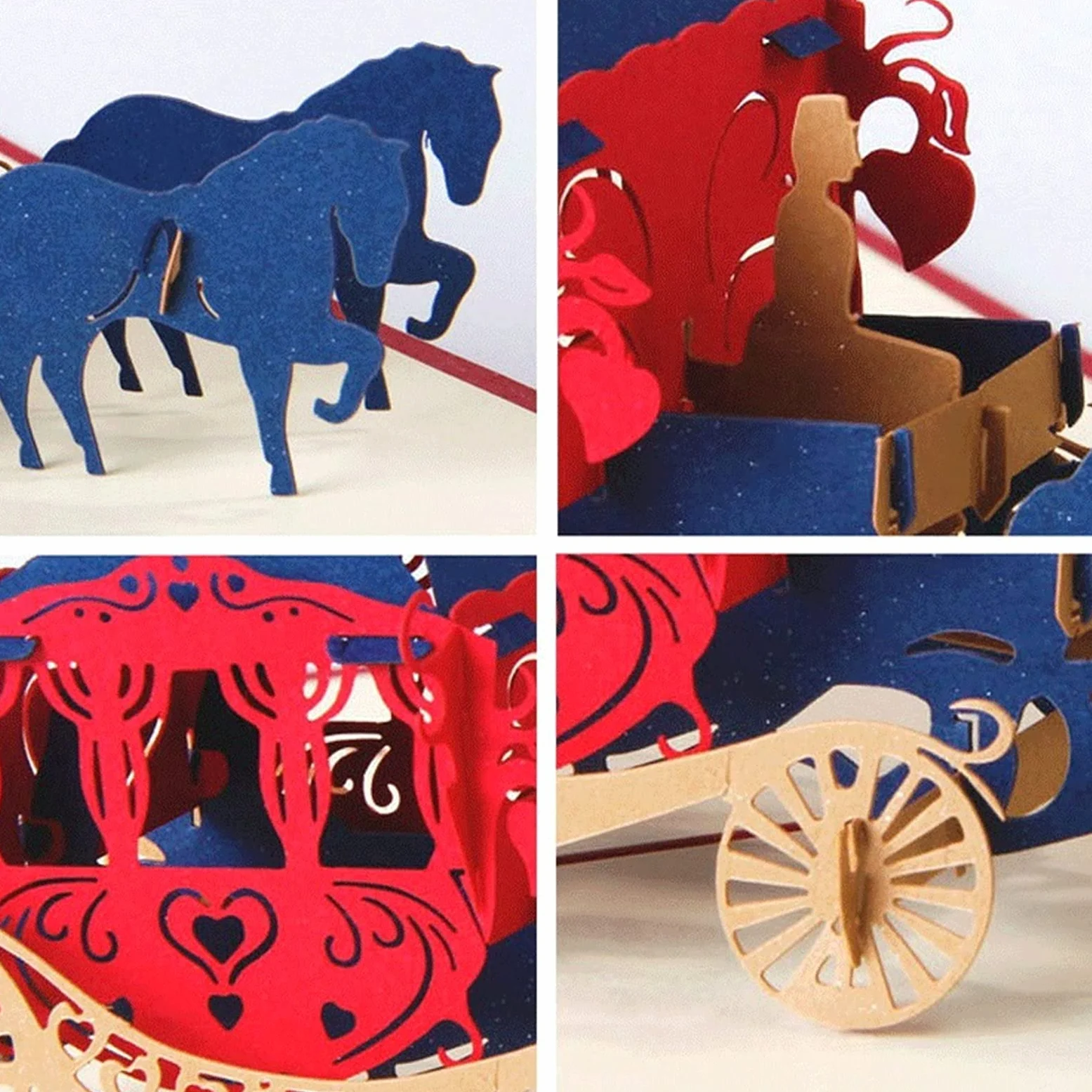 Biglietti d' auguri Biglietti augurali 3D taglio laser taglio fatto a mano intaglio cavallo carrello carta invito biglietti d' auguri cartolina cartolina cartolina San Valentino regalo anniversario d