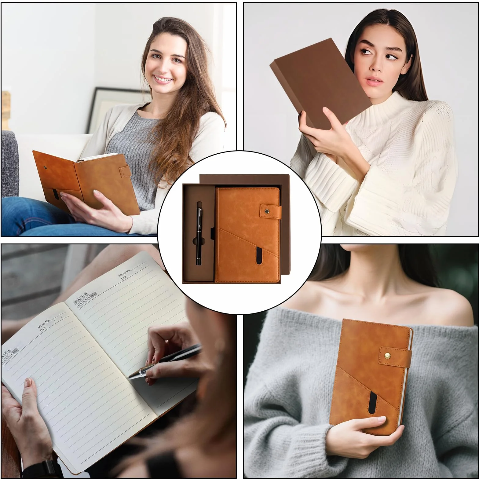 Diario In Pelle Set Regalo, Diario Vintage A5 Con Penna Scatola Regalo Borsa Regalo, Taccuino Personalizzato Classico Quotidiano D'affari, Diari Di Viaggio per Donne Uomini Regalo Di Natale