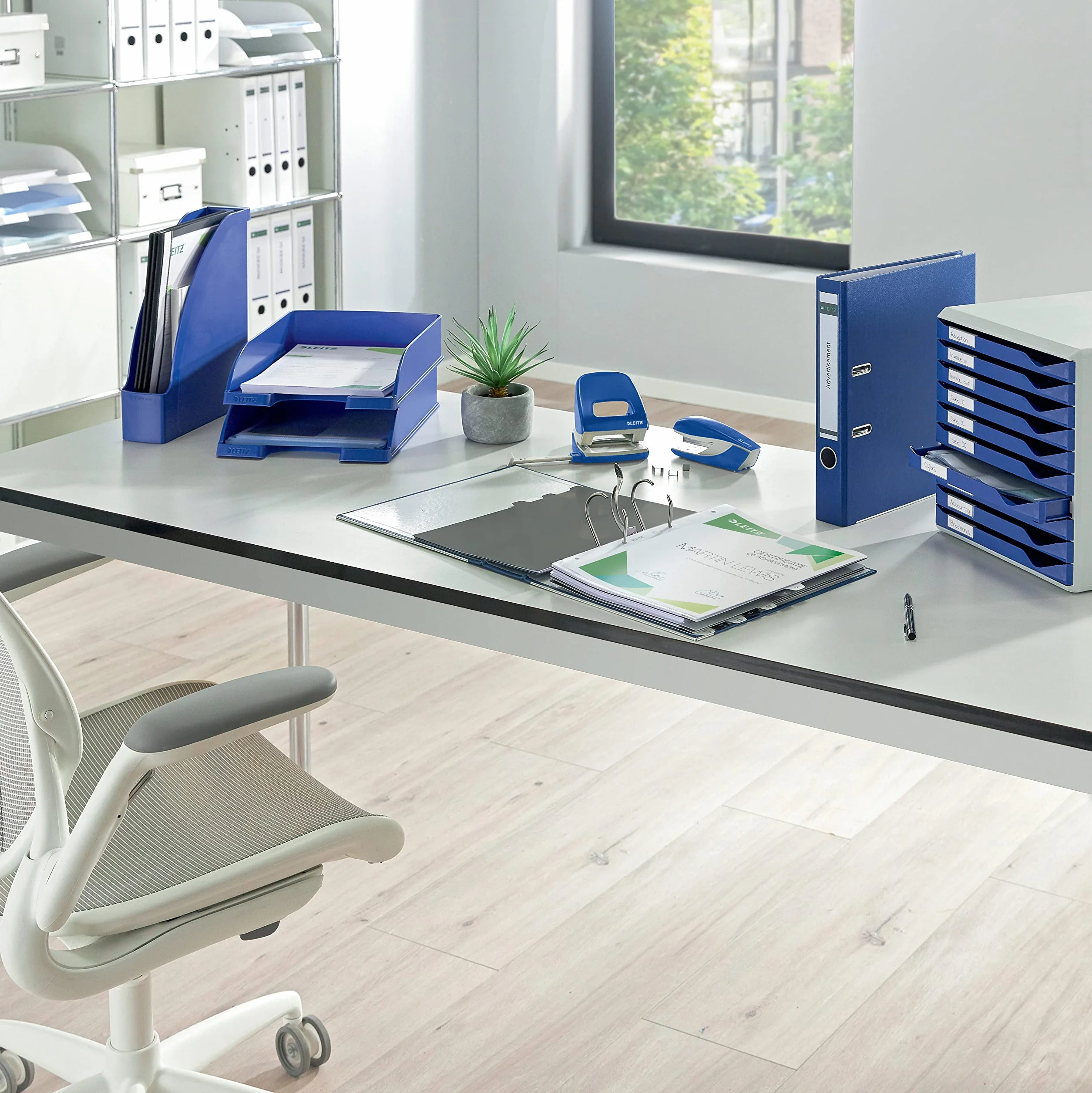 Leitz 52270034 - Cestino per lettere, formato A4, confezione da 5, colore: Blu