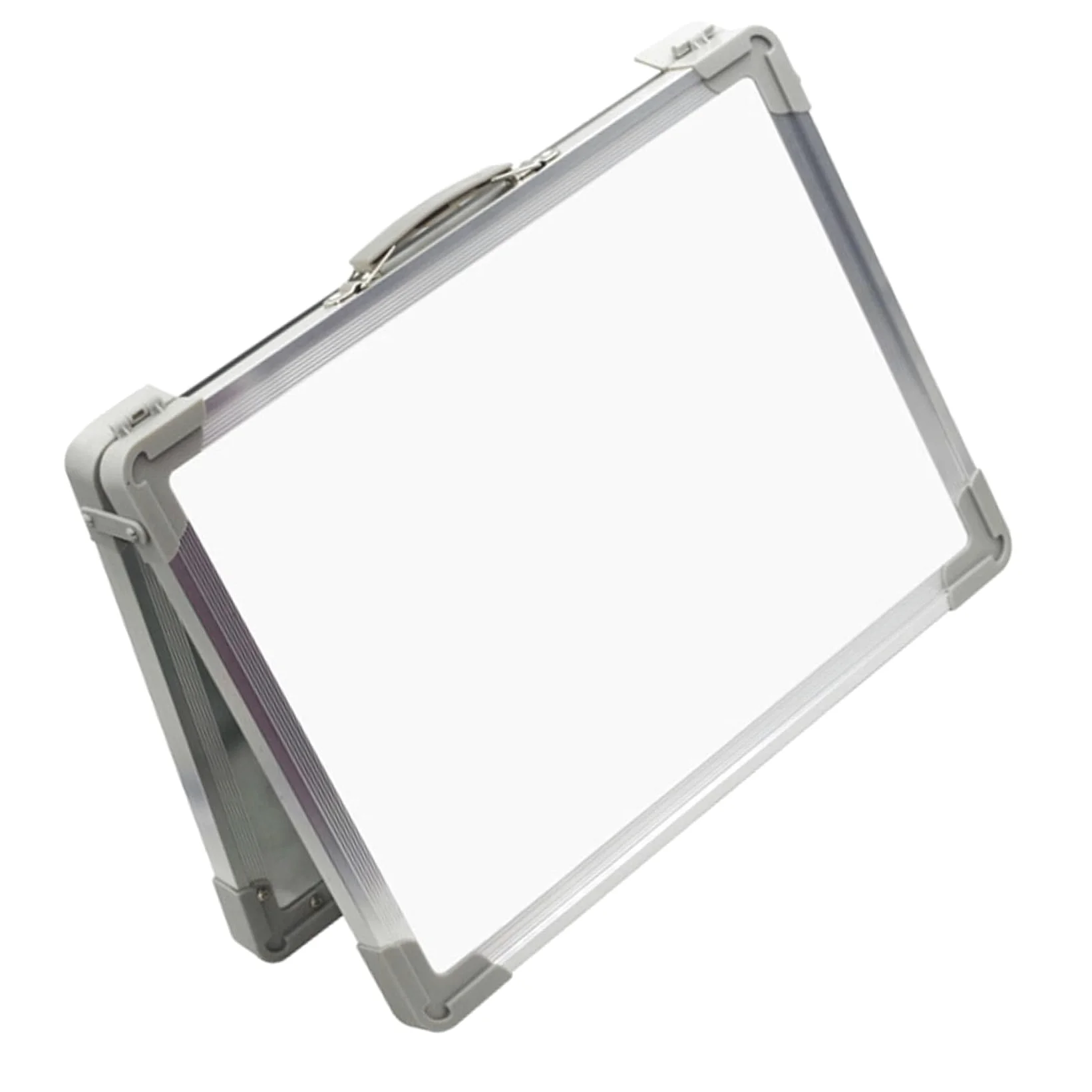 POPETPOP Lavagnetta Magnetica Pieghevole Doppia Faccia in Lega di Alluminio e Abs Bianca Cancellabile Lavagna da Tavolo Portatile per Ufficio e Aule Scolastiche