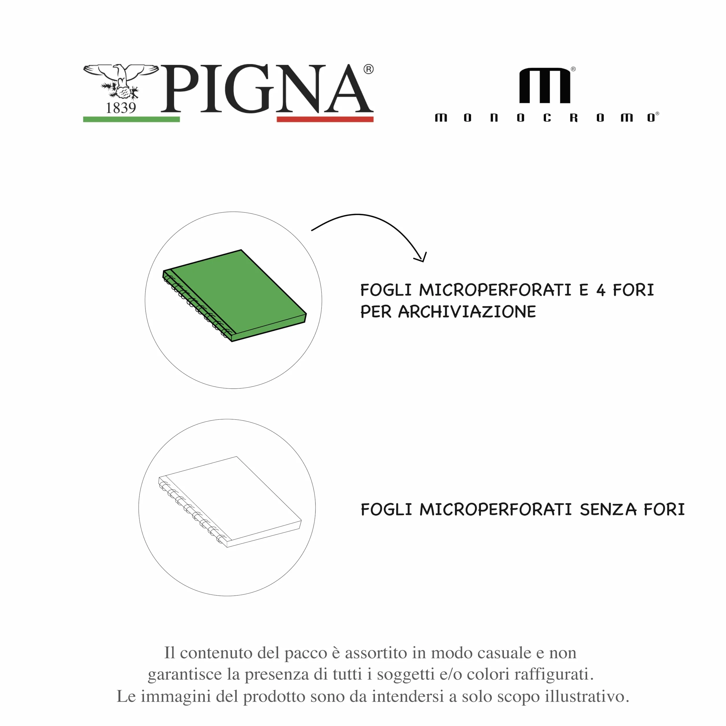 Pigna,Confezione 5 Quaderni Maxi A4 Spirale MONOCROMO Pastel,22x29,7 cm,4 Fori e Microperforazioni, 140 pagine, Carta 80 g/m², Copertina PPL,interno 5M,quadretto 5mm