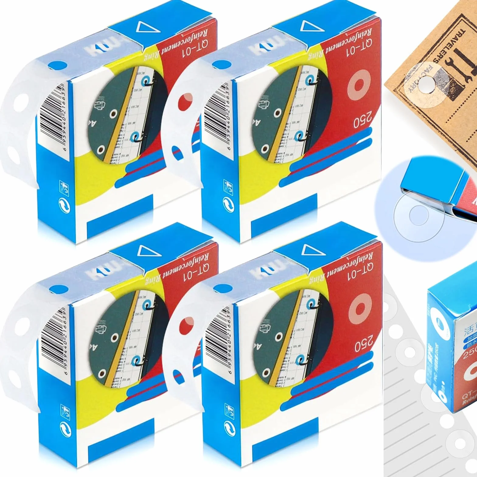 Etichette Rinforzo Fori Autoadesive 1000 Pcs Salvabuchi Resistenti Agli Strappi per Libri a Fogli Mobili