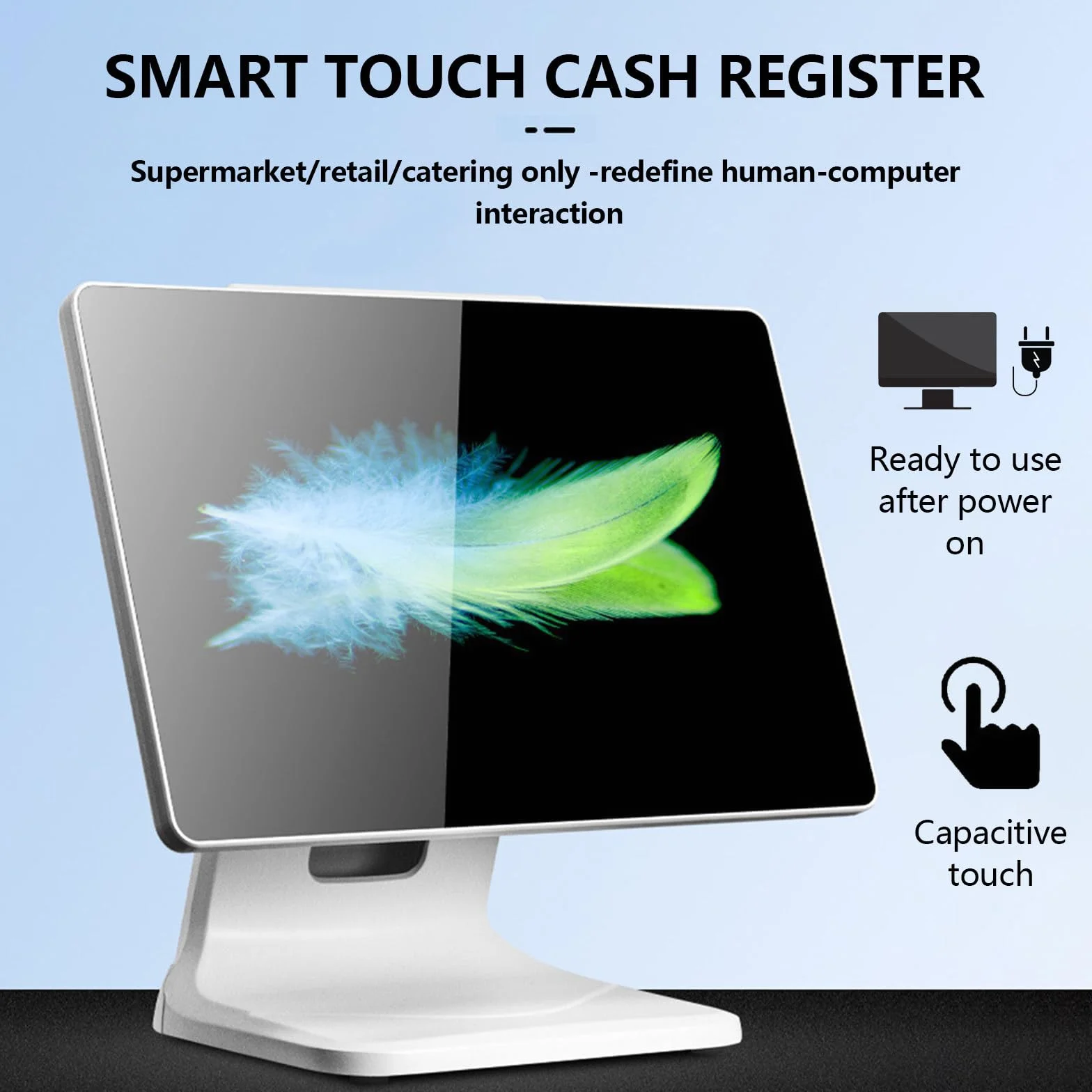 Egistratore di Cassa Commerciale-Sistema POS con Schermo Tattile 15.6" FHD-Registratore di Cassa Touchscreen -4g + 64g- Cassa Professionale per Ristoranti e Negozi