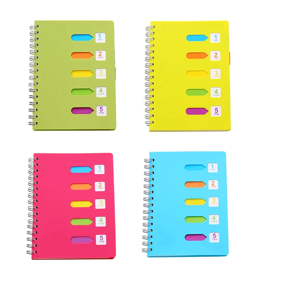 Quaderno a spirale, formato A5, 120 pagine a quadretti punteggiati, diario estetico per progetti, liste di scrittura, casa, ufficio, scuola, 4 colori)