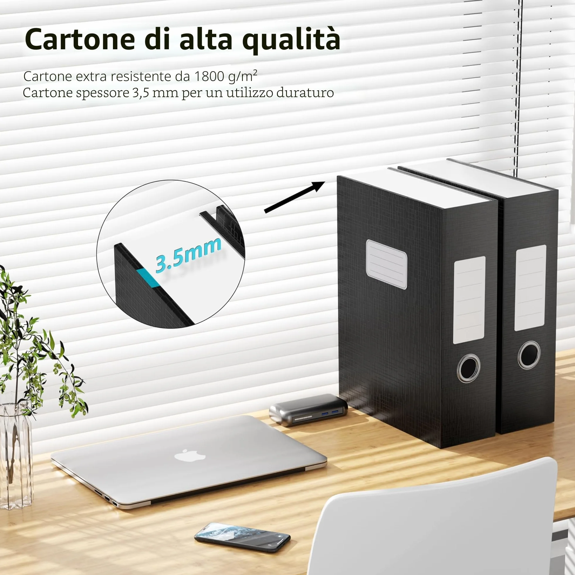 JiaWei Confezione da 3 Pezzi Scatola archivio da con Coperchio Magnetico,Dorso da 80 mm,In Cartoncino Extra Resistente da 1800 g/m²,Etichette con Scomparto Per il Nome DIN A4,32×24×8cm- Noir