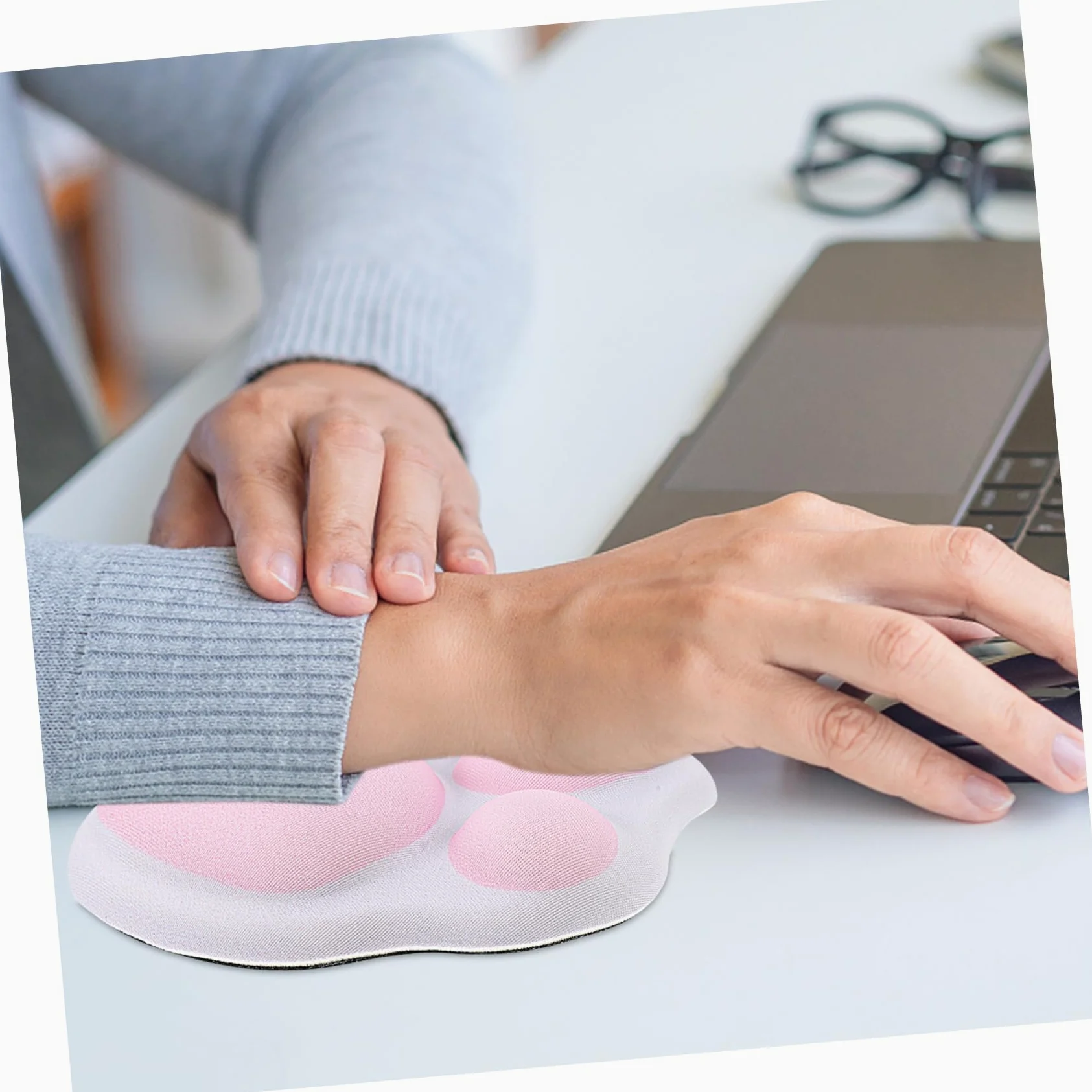 NUOBESTY 3pezzi Poggiapolsi Per Mouse Silicone Morbido Forma Di Zampa Di Gatto Design Antiscivolo Per Ufficio e Home Office Carino Per Donne e Amanti Degli Animali