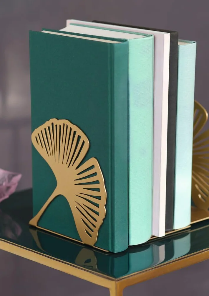 Moses. Libri_x Gingko Set di 2 Fermalibri Decorativi in Metallo Dorato Look Cut-Out