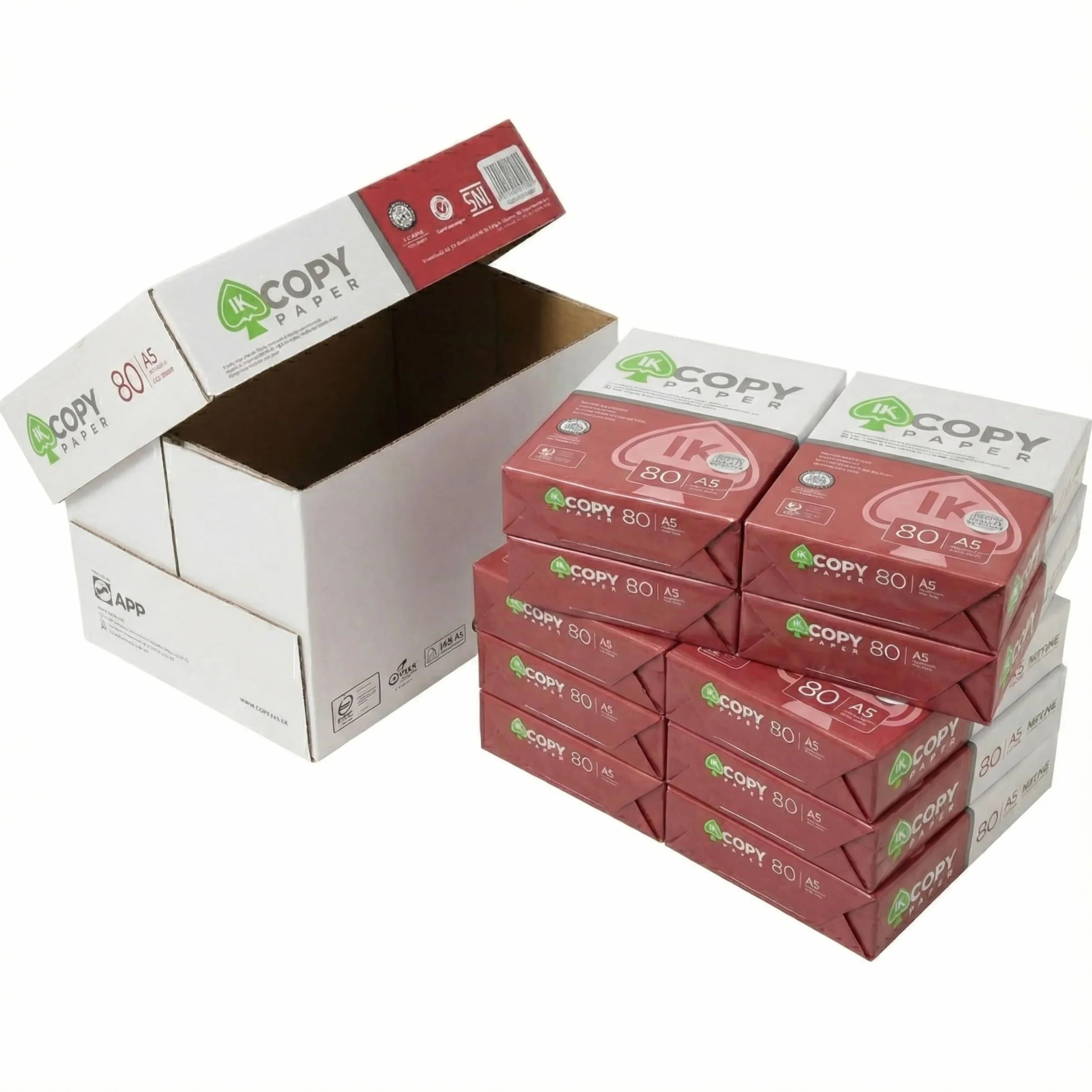 Carta A5 per Stampante 80gr 10 Risme 500 Fogli 148,5x210 mm Bianca